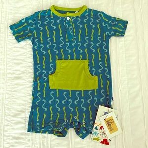 Kickee Pants oasis worms kangaroo romper